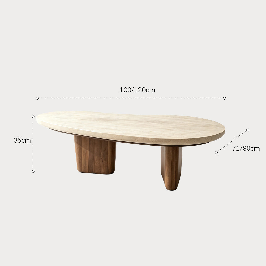 Heath Marble-top Oval Coffee Table In Wood Or Black Legs
