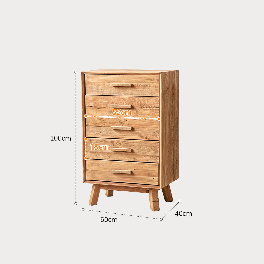 Janus brown solid wood storage cabinet dimension diagram
