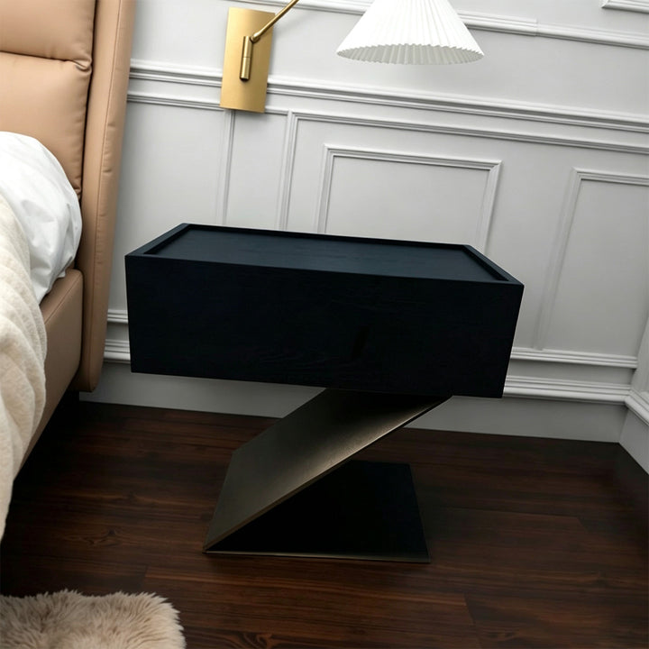 Fulbourn Black Oak Wood Bedside Table