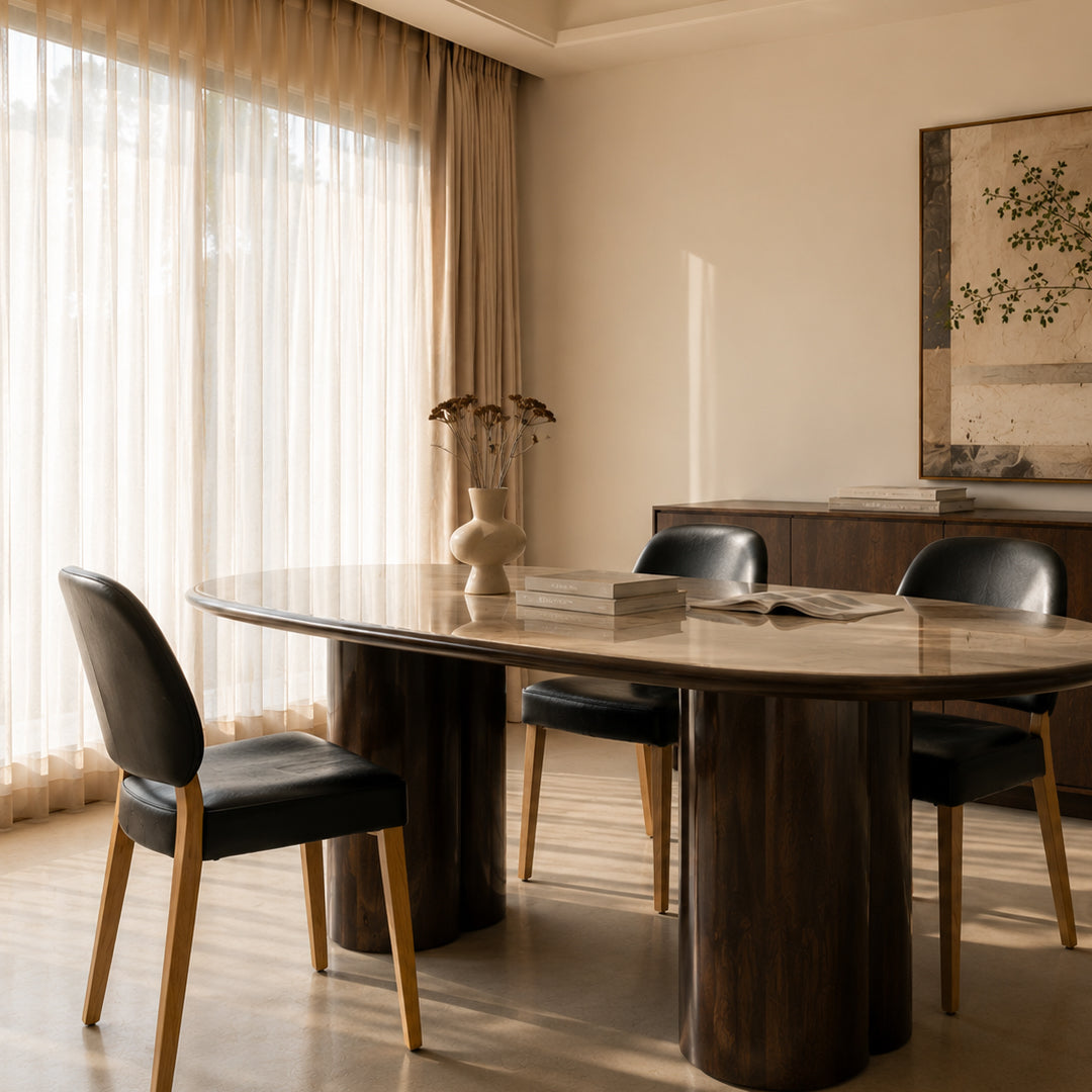 Laurel Black Leather and Oak Dining Chair
