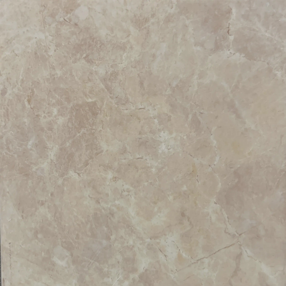 Laurel Taupe Marble Round Dining Table with Wooden Base