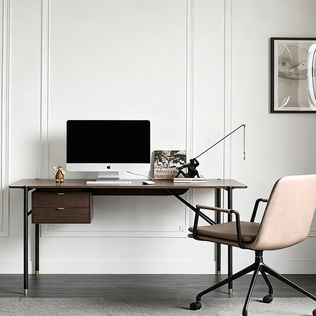 Freddie Walnut And Black Metal Office Desk