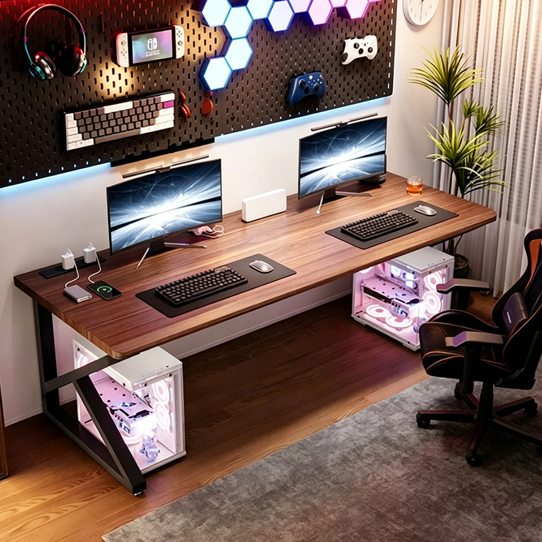 Hayden Walnut Finish Dual Monitor Desk