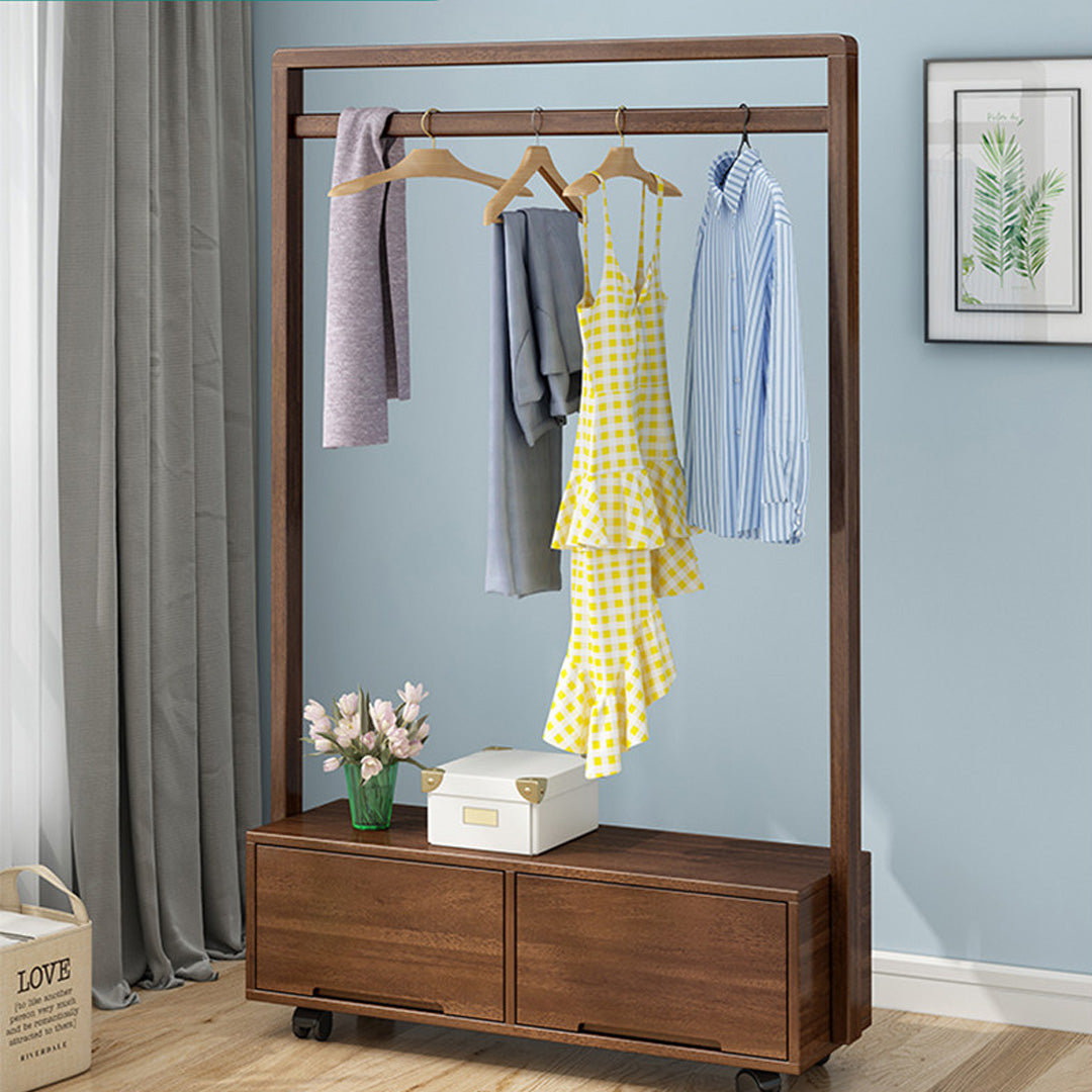 Ashford Walnut Finish Standing Clothes Rack