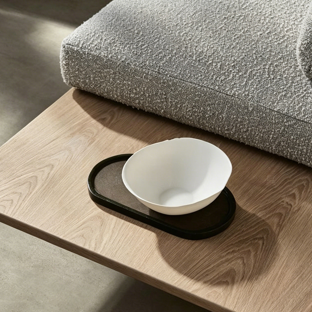 Craigie sofa integrated oak side tray close-up