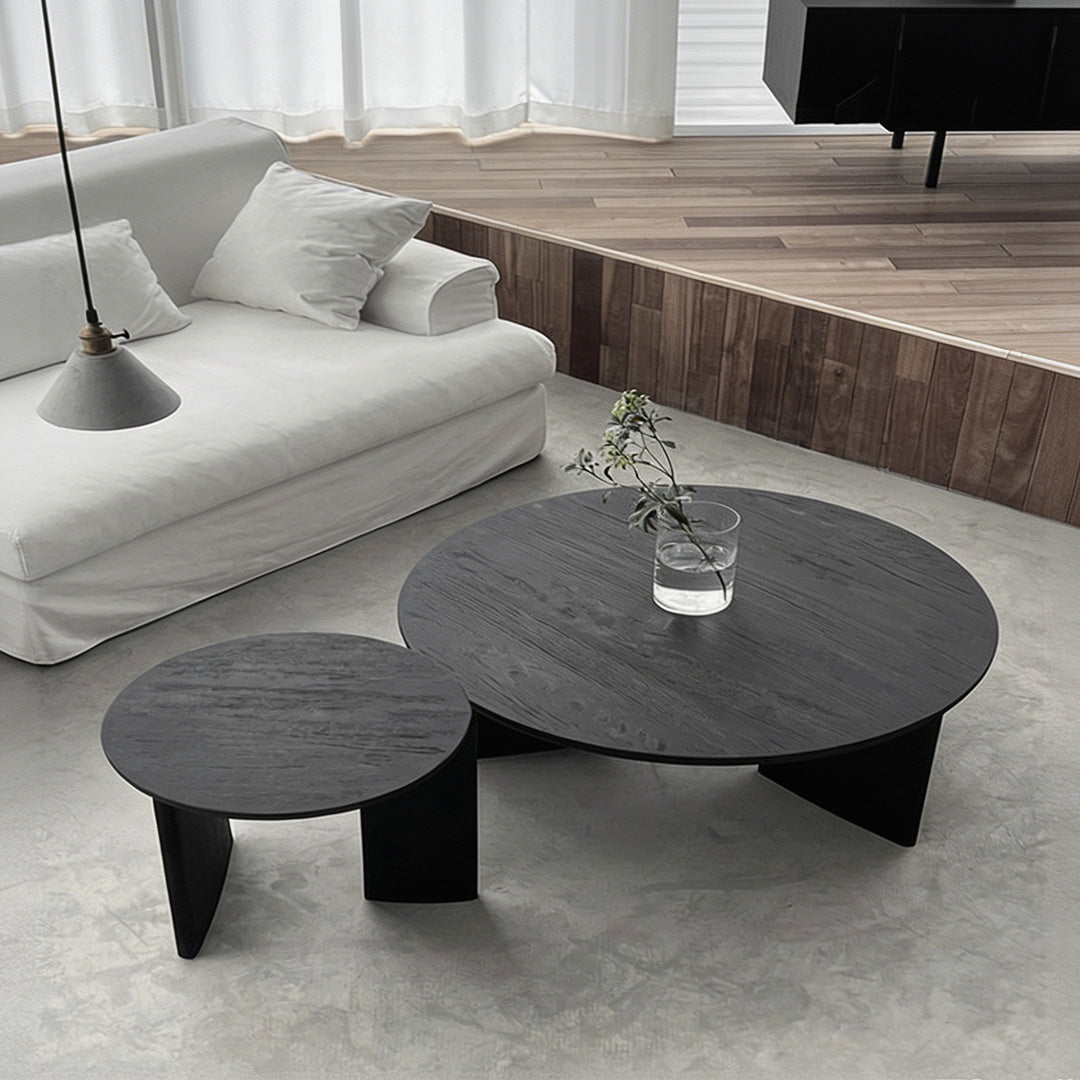 Camden Black Wood Round Coffee Tables Set