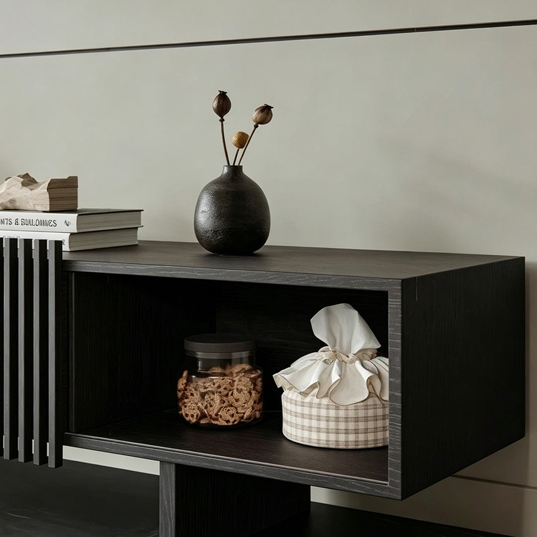 Lorne Black Slat-detail TV Console