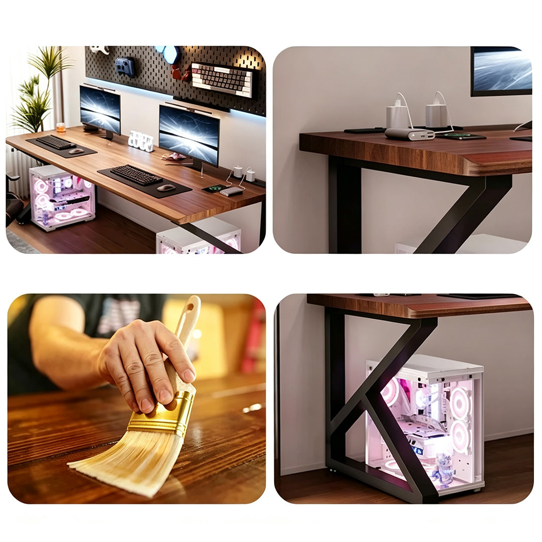 Hayden Walnut Finish Dual Monitor Desk