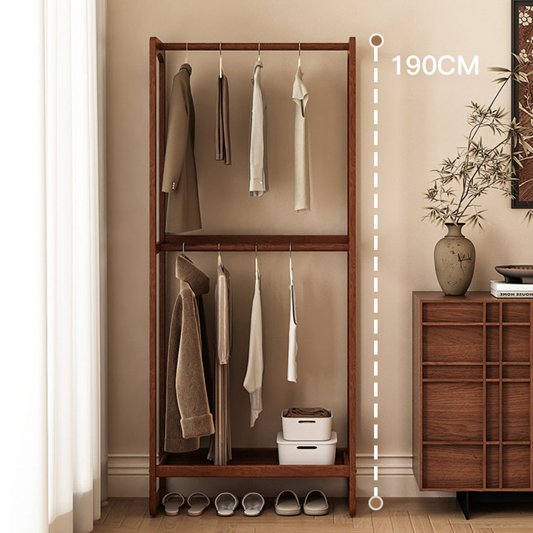 Svea Walnut Open Wardrobe With Shelves And Drawers