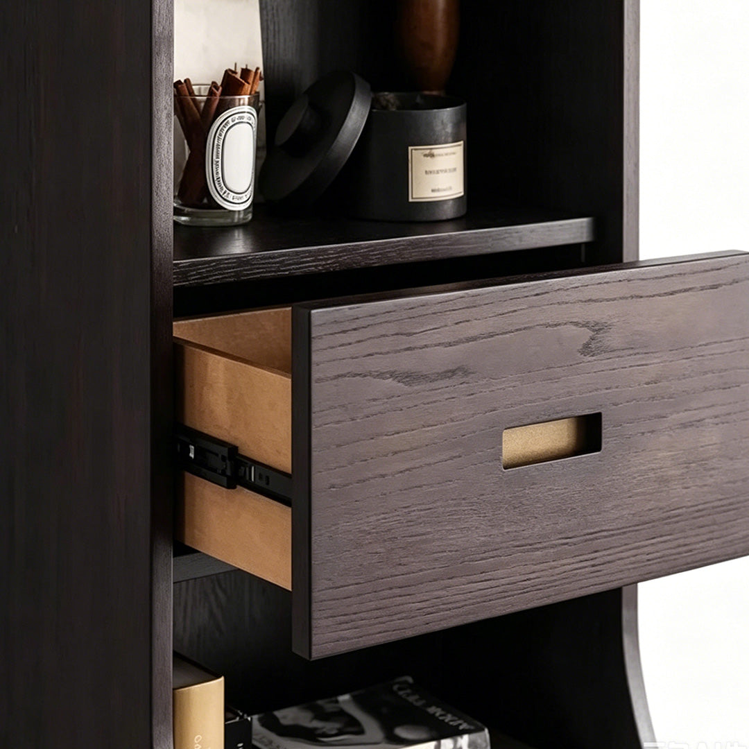 Owen Dark Wood And Woven Cane Storage Cabinet