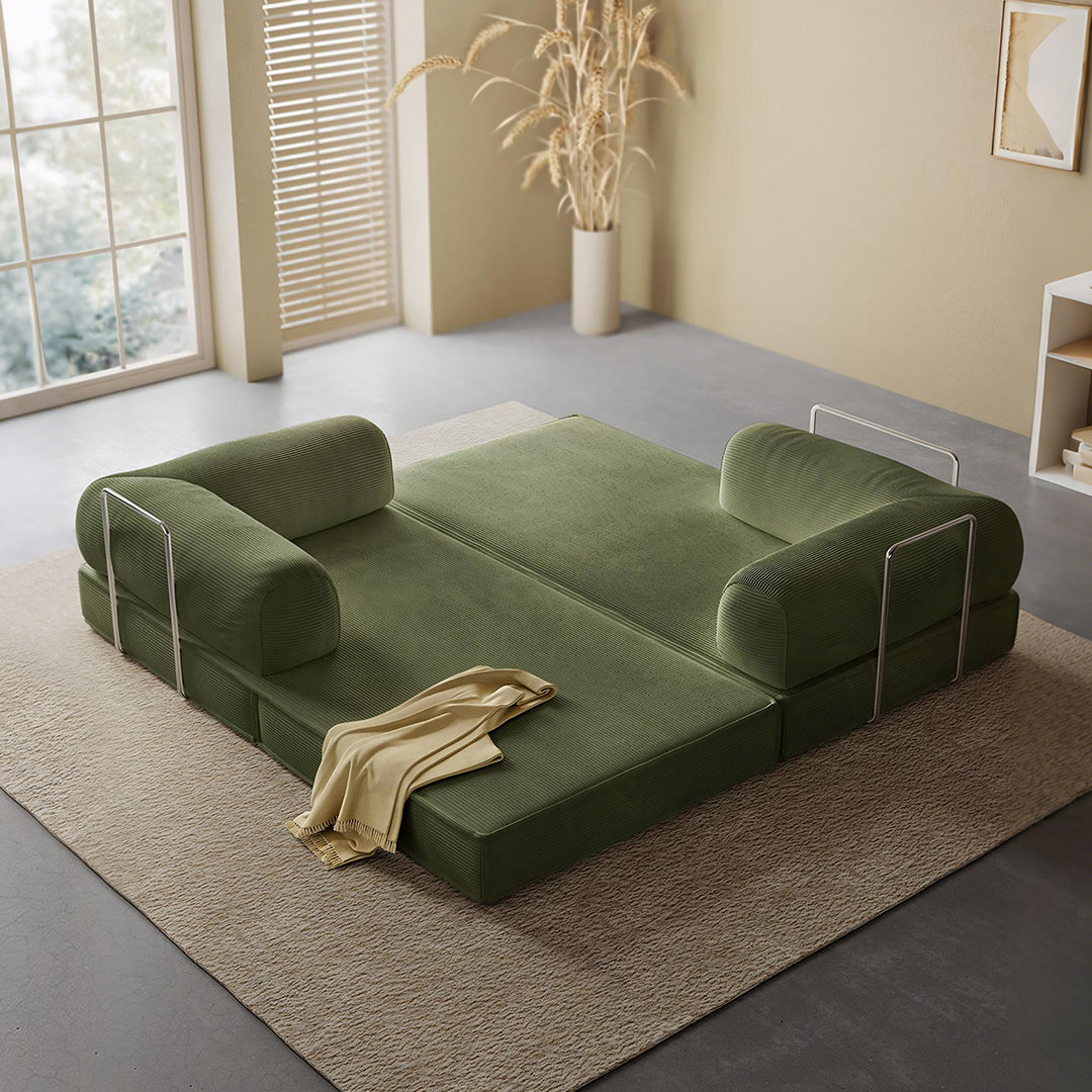 Van Buren Foldable Lazy Sofa Bed, Corduroy, side view of temu sofa bed