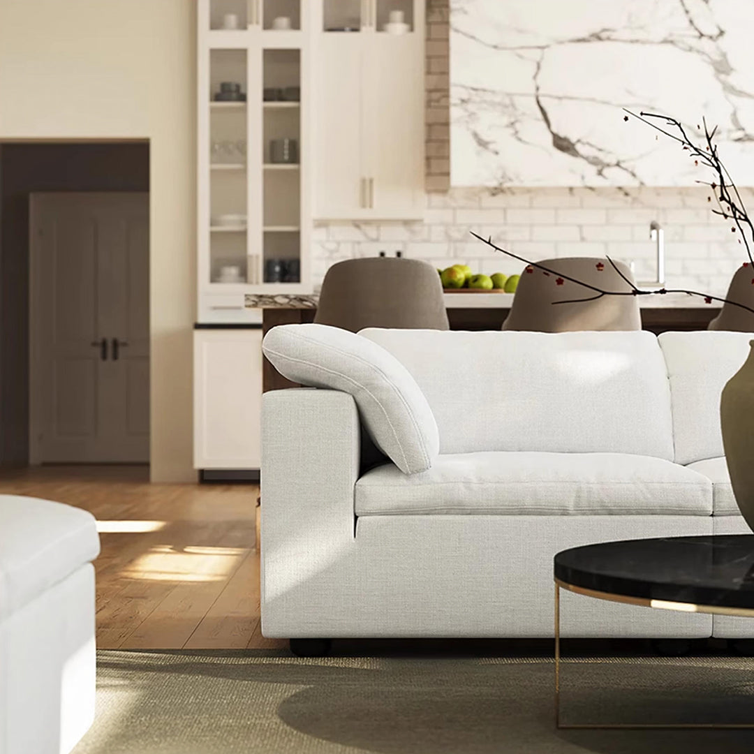 Farid Two Seater, Three Seater Sofa, Modular Sofa, White Linen-Weilai Concept