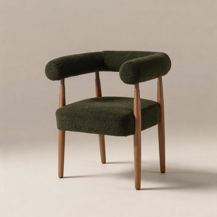 Evergreen Cove Boucle Armchair,Wood