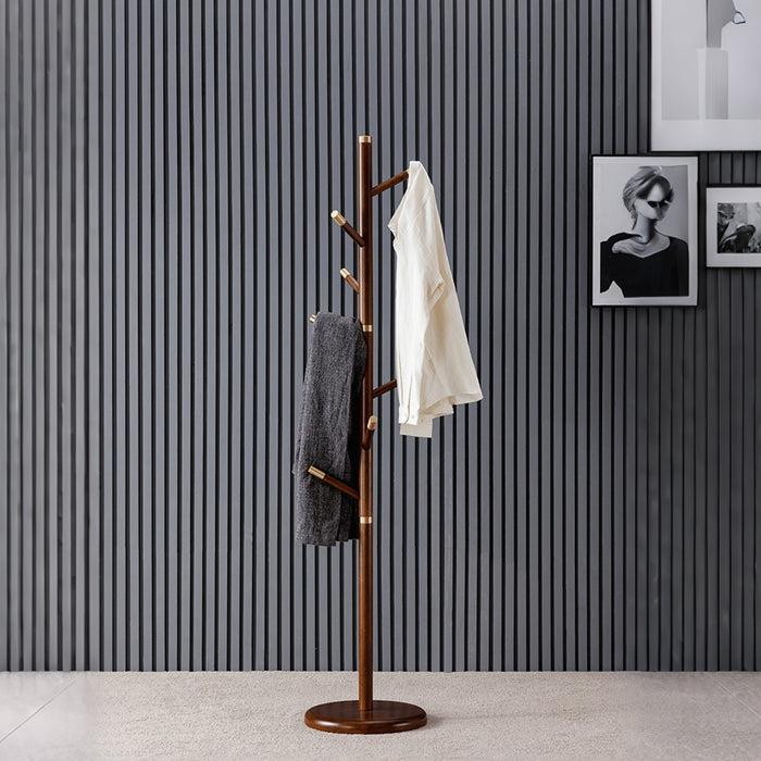 Erik Walnut Coat Stand With Brass Accents