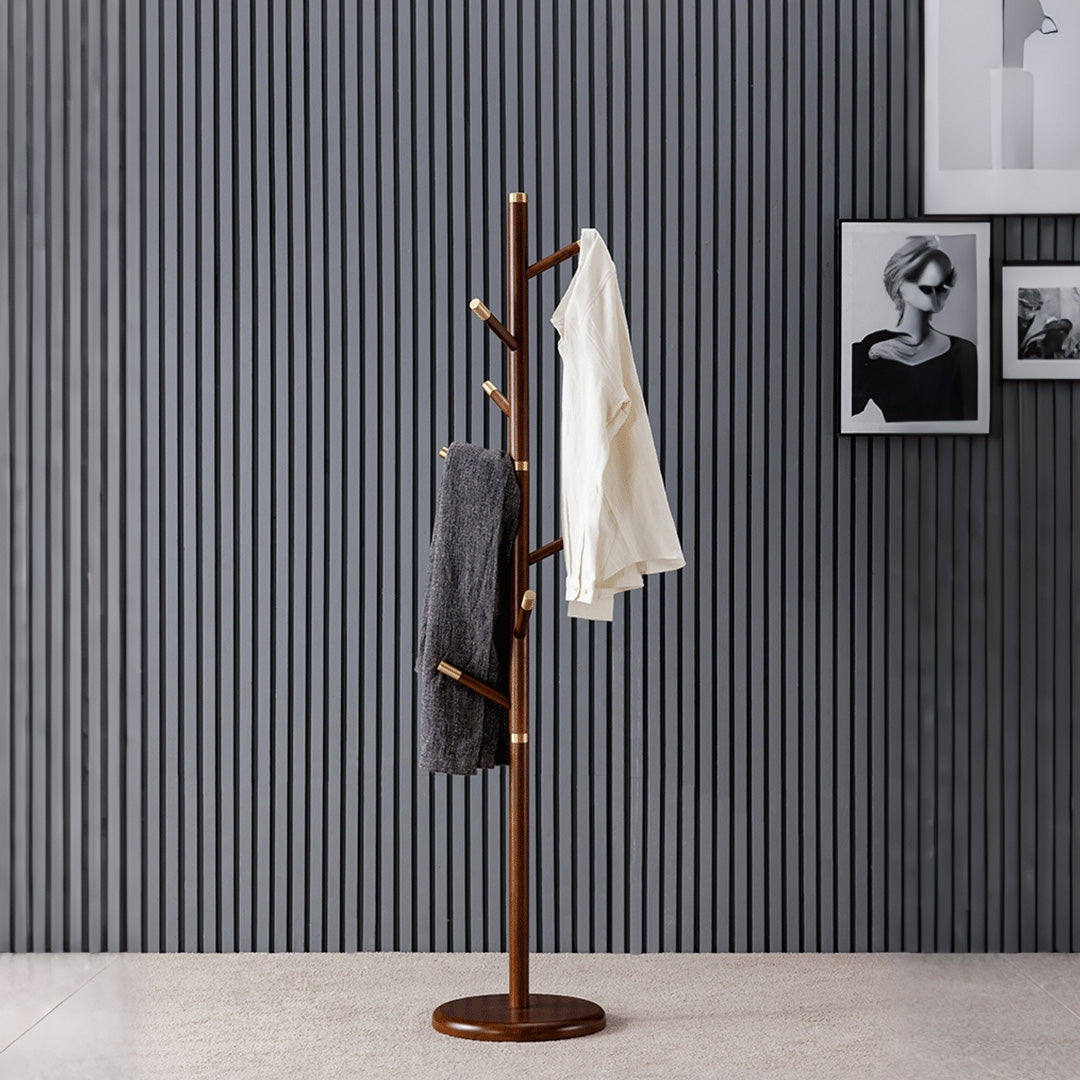 Erik Walnut Coat Stand With Brass Accents
