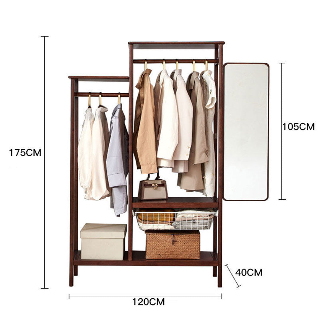Astrid Walnut Wax Wood Hall Stand With Mirror