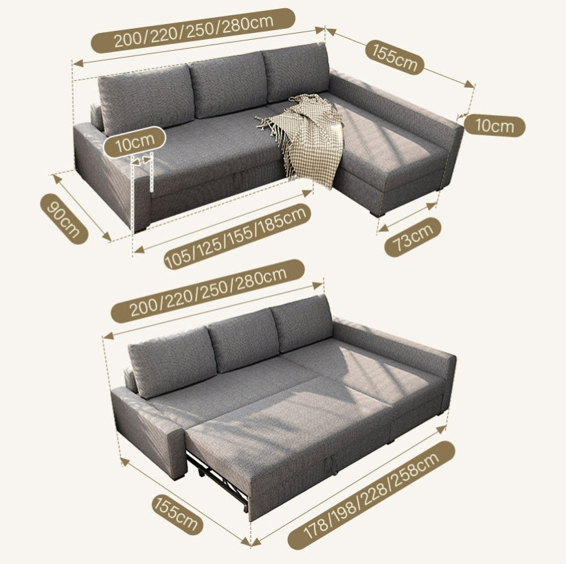 Luxury Three Seater Corner Sofa Bed With Practical Storage Space