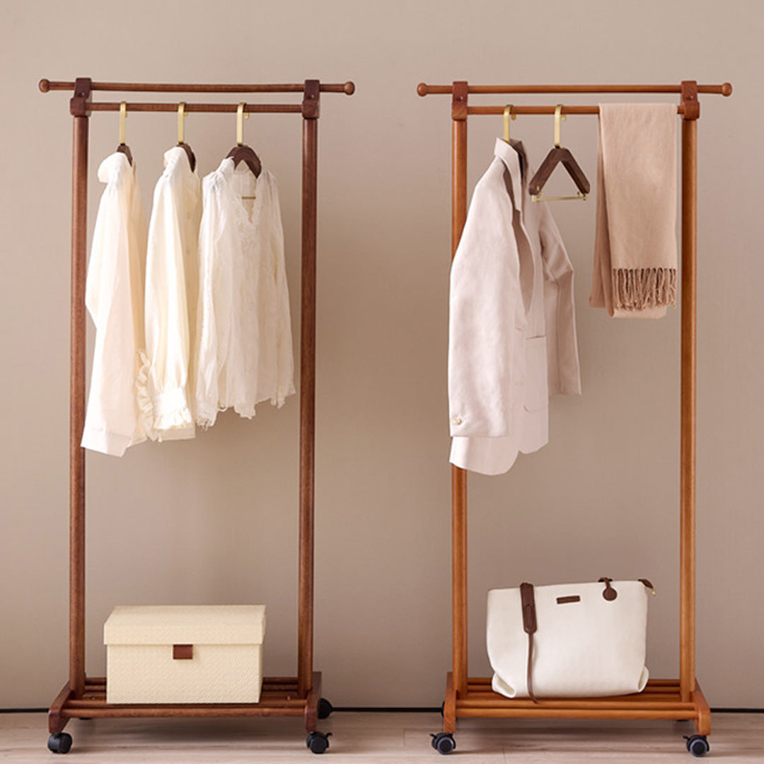 Holger Walnut Wood Rolling Garment Rack