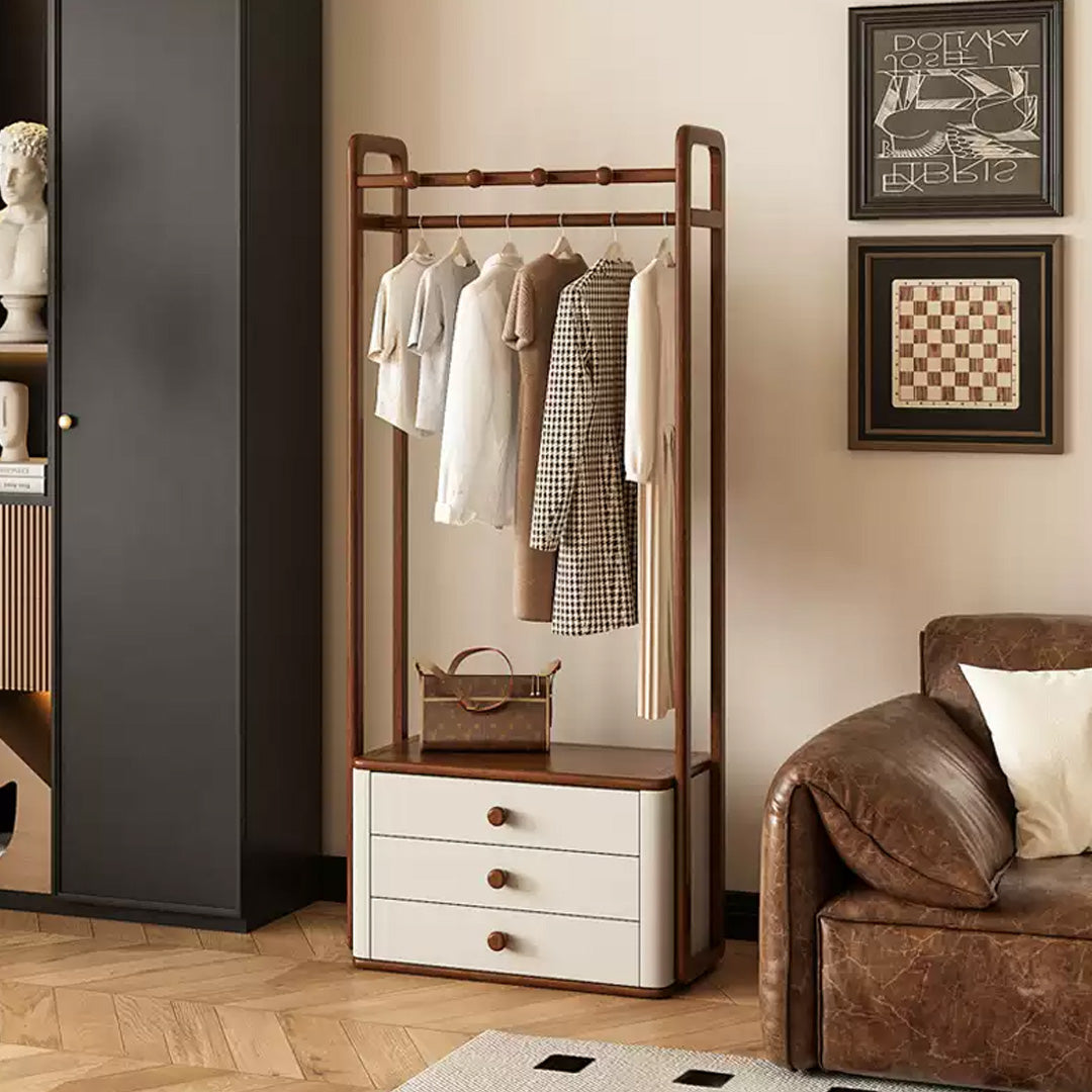 Sigurd Walnut And Cream Freestanding Garment Rack