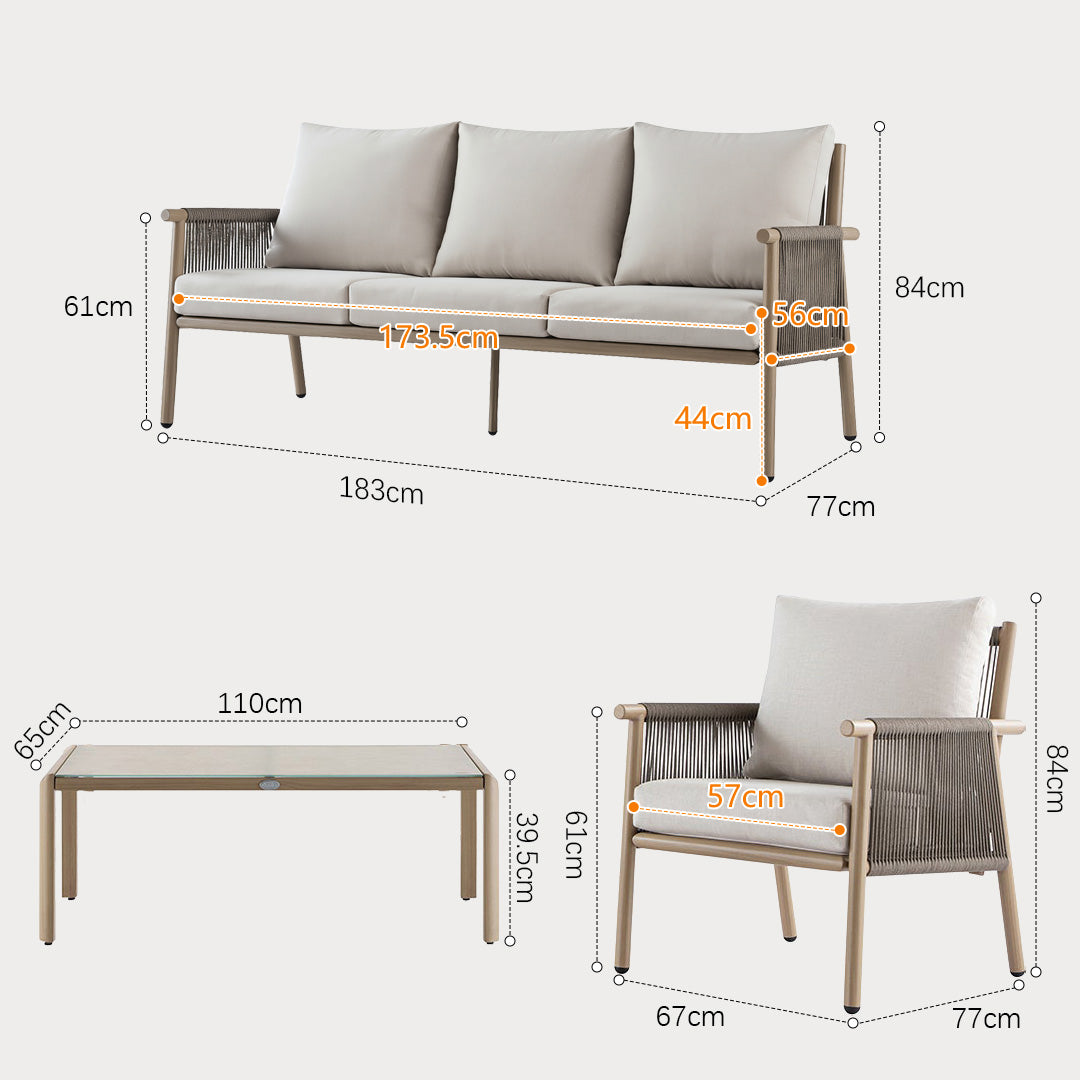 Leo Natural Rope Outdoor Sofa Set