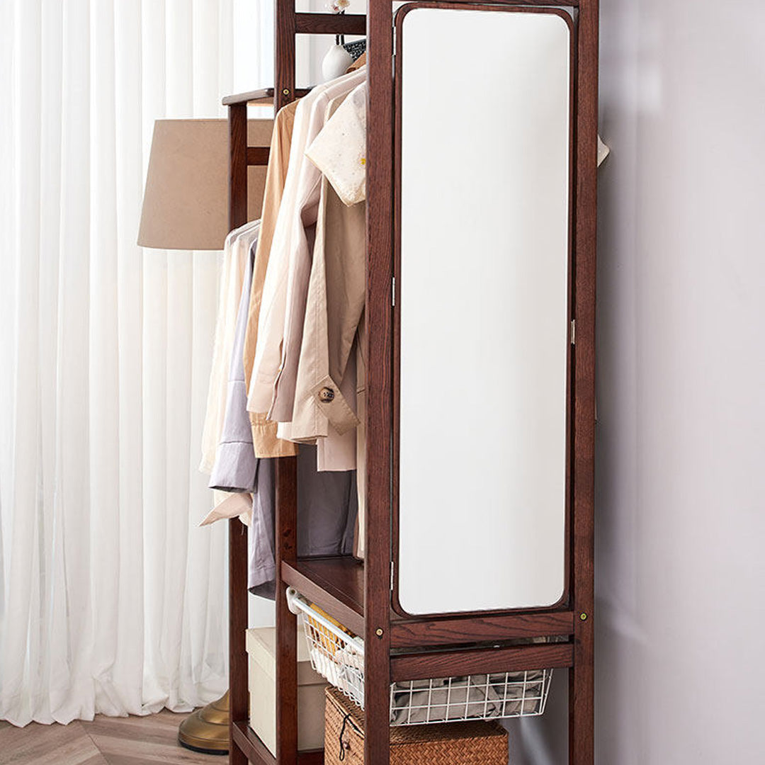 Astrid Walnut Wax Wood Hall Stand With Mirror