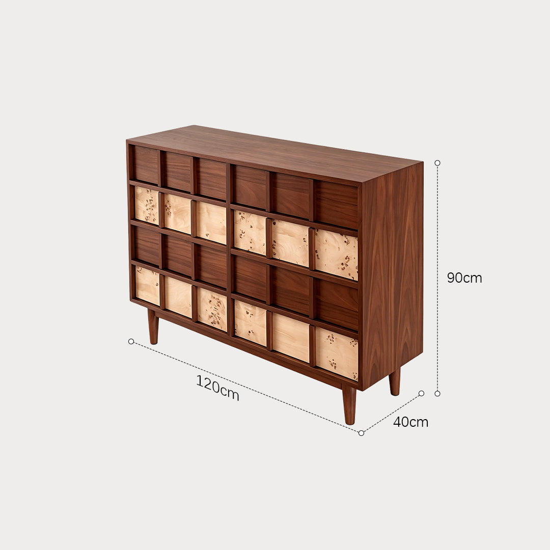Jasper Walnut Wood Sideboard With Patterned Front Panels