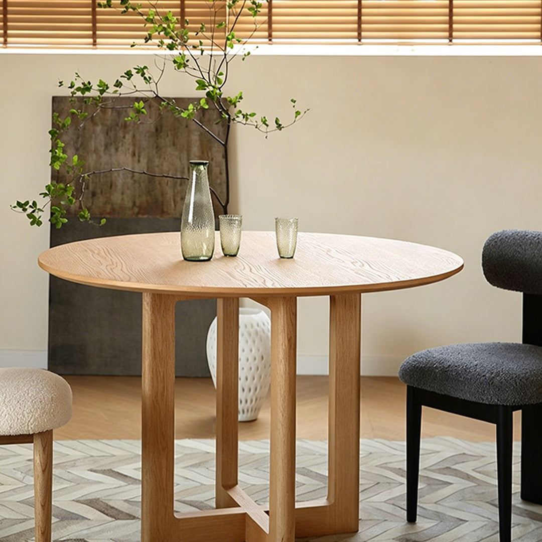 Miles Natural Oak Round Dining Table