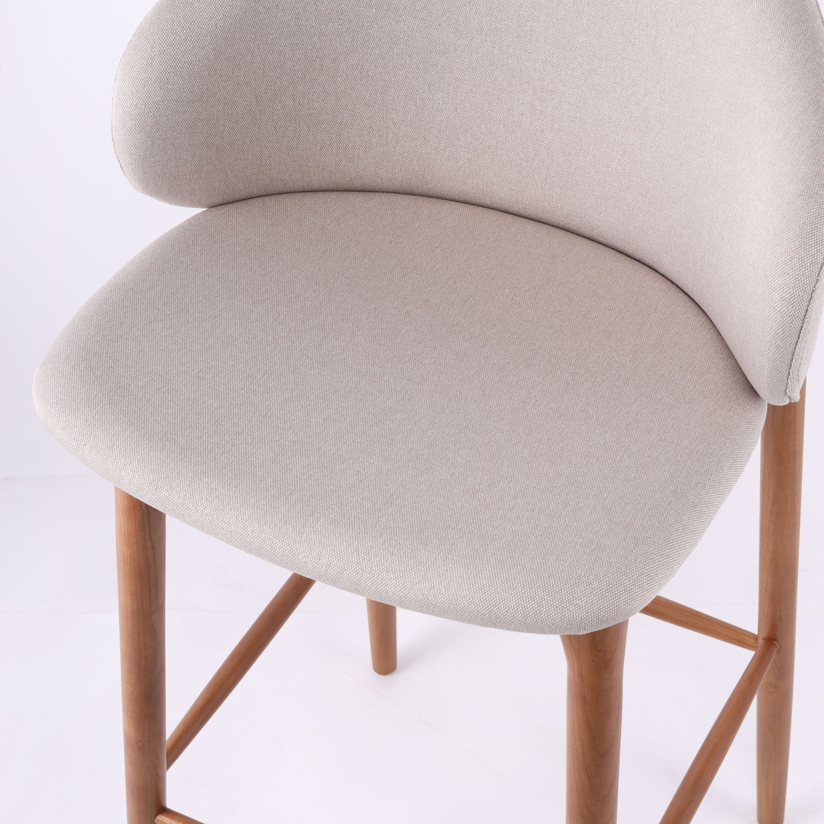Modern Luxury Furniture Wooden Nordic Bar Stool High Chair Wood Counter Set Wood Fabric Kitchen Restaurant Cafe