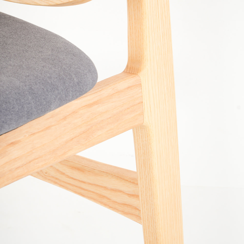 Larkspur Natural Ash Wood Dining Chair With Grey Fabric Seat