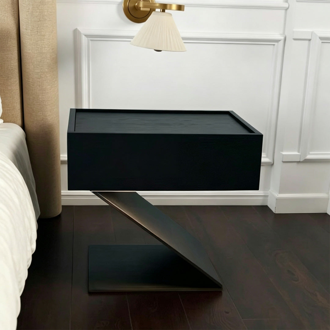 Fulbourn Black Oak Wood Bedside Table
