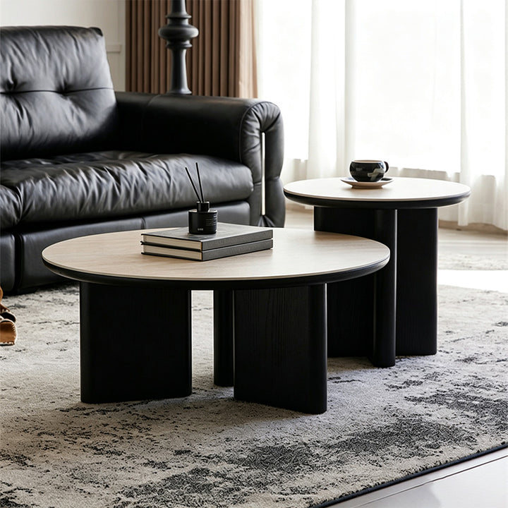 Eamon Beige Top Round Coffee Table Set