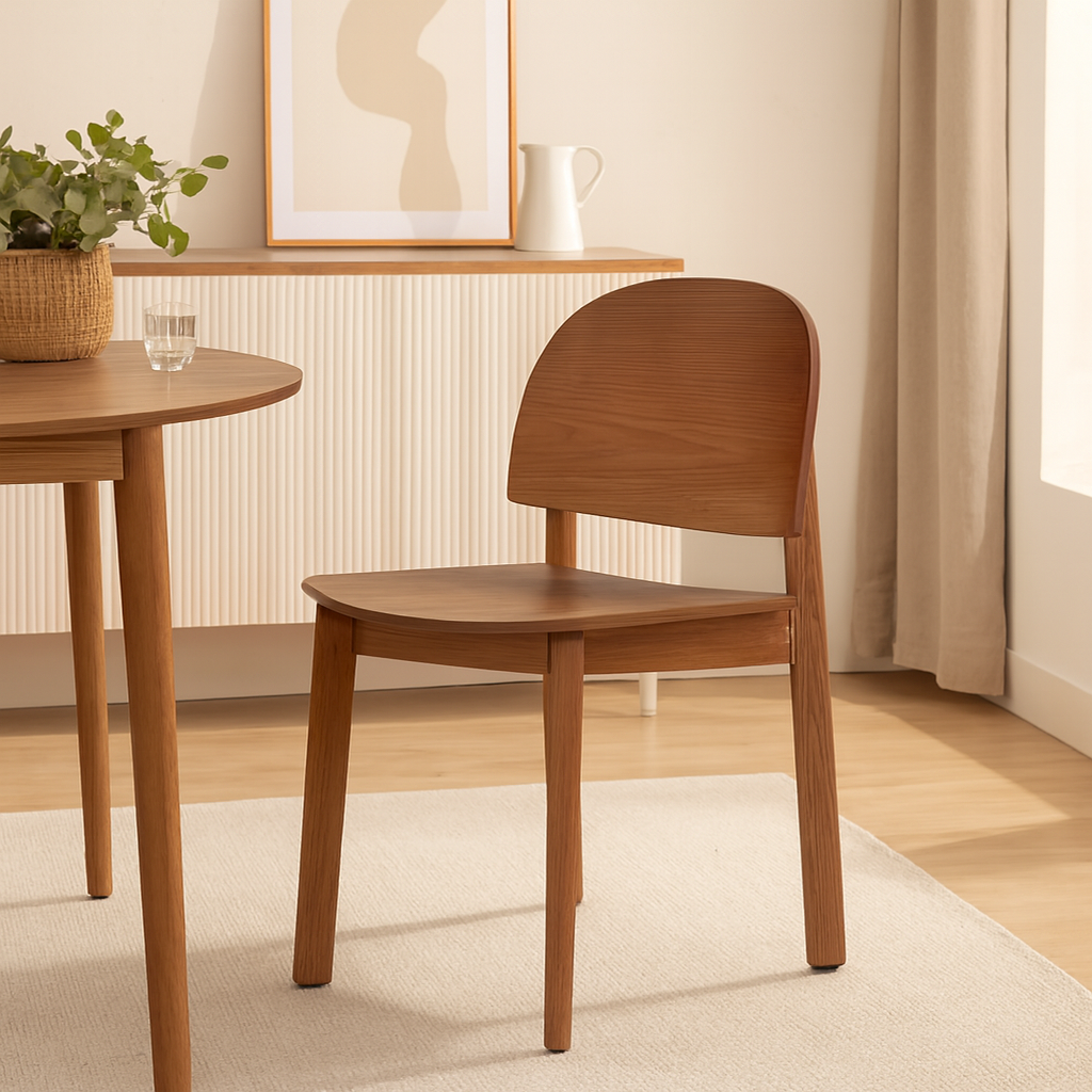 Nordic Modern Style Solid Wood Ash Dining Chair with Durable Backrest for Home Dining Living Rooms Hospitals Restaurants Schools lifestyle scene image