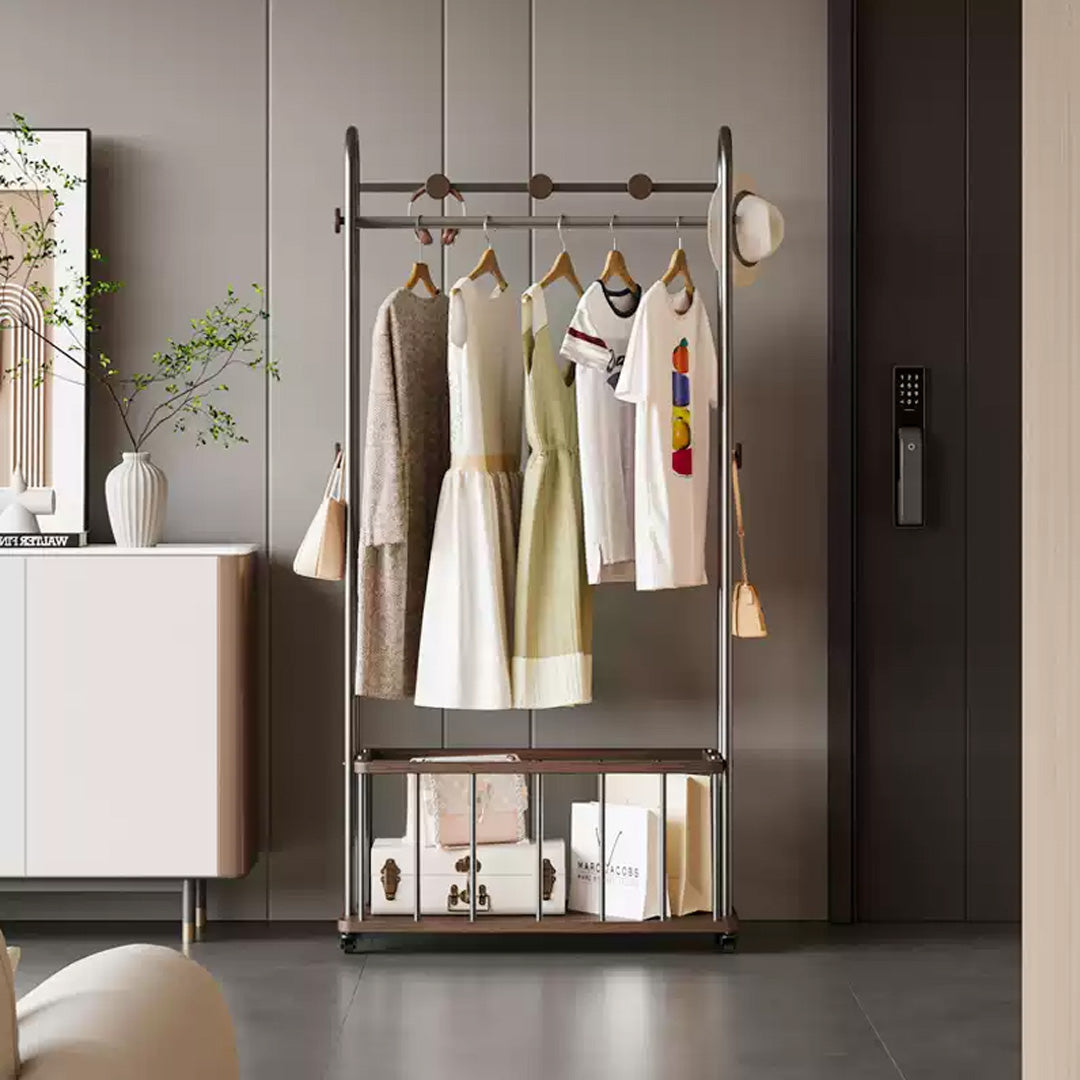 Celeste Espresso And Steel Freestanding Garment Rack