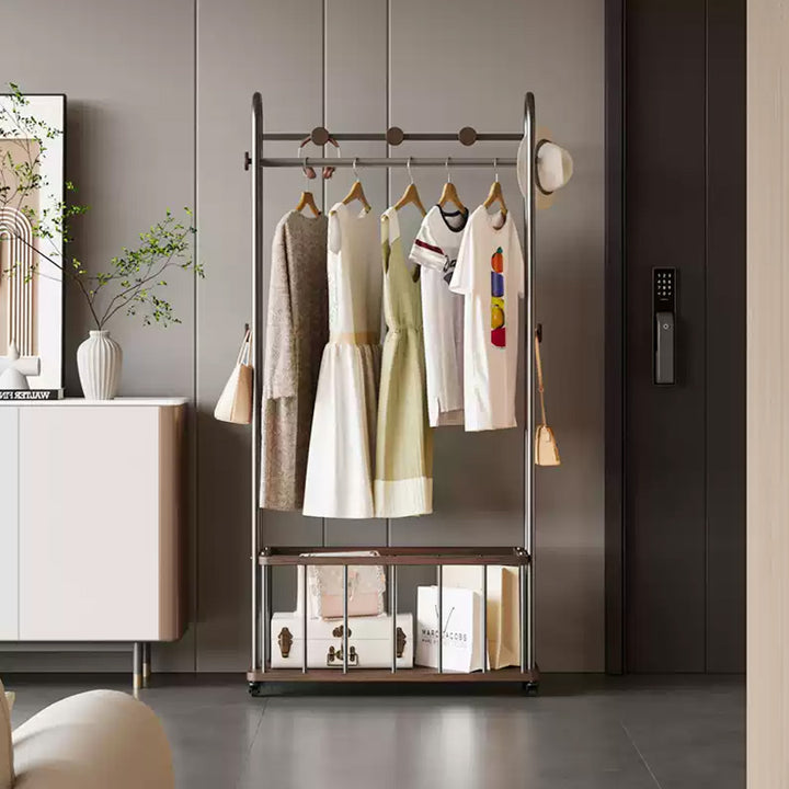 Celeste Espresso And Steel Freestanding Garment Rack