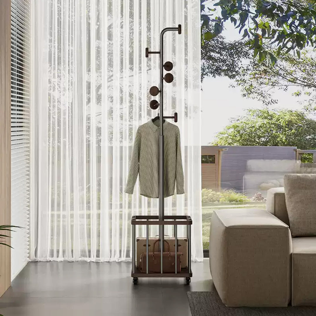 Branwell Dark Wood And Metal Freestanding Coat Rack