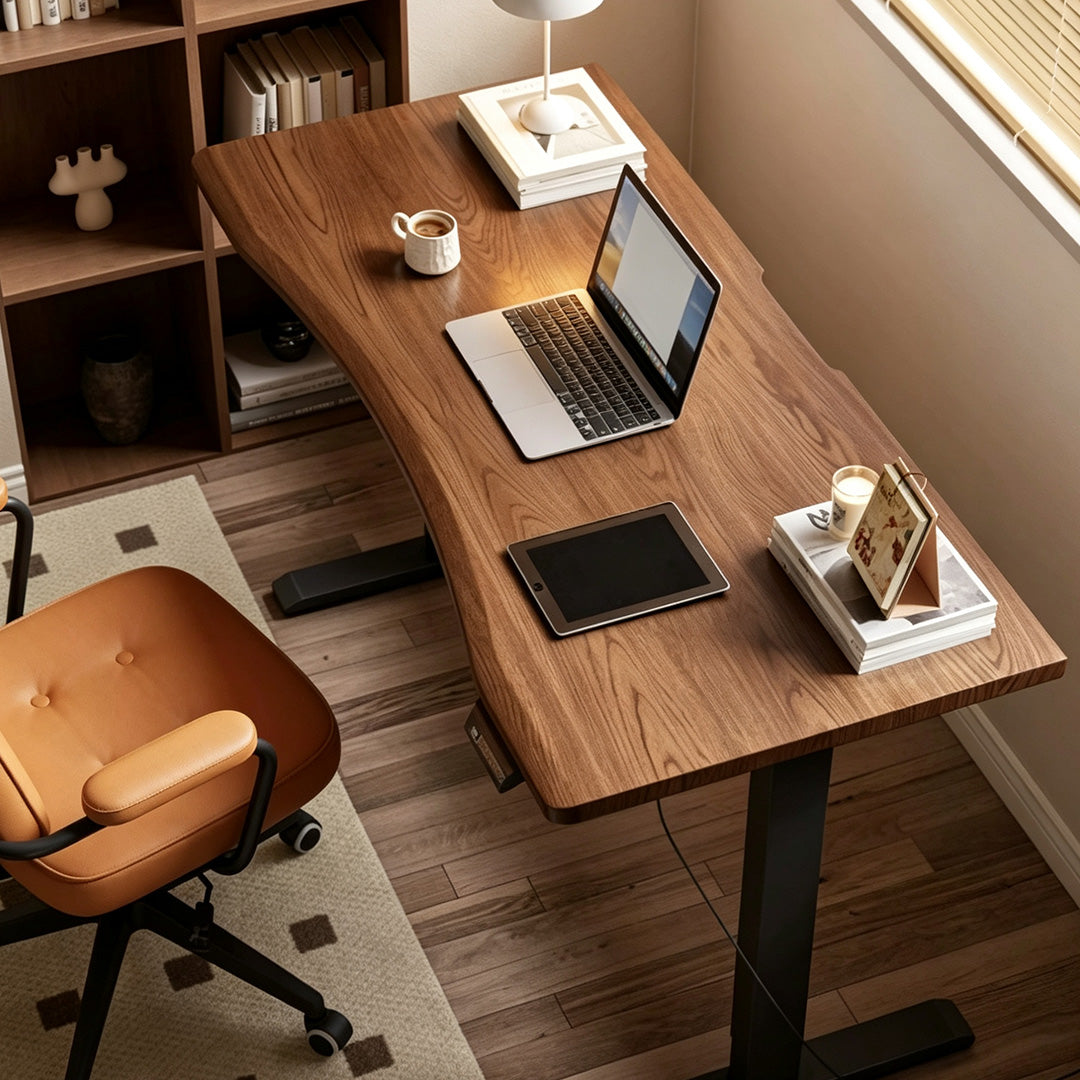 Hardy Walnut Tone And White Curved Office Desk