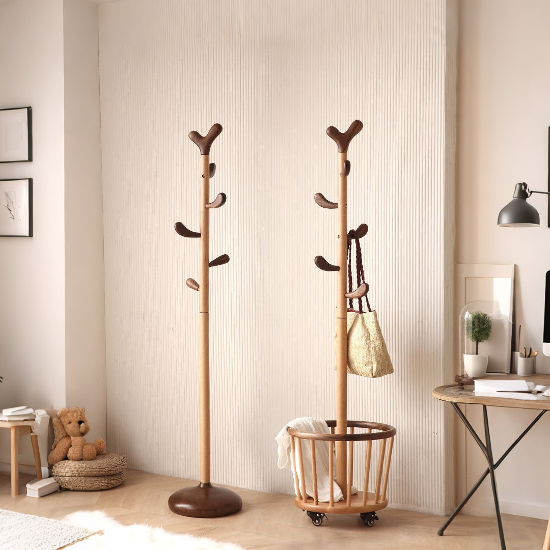 Julian Two-tone Wood Coat Stand With Basket