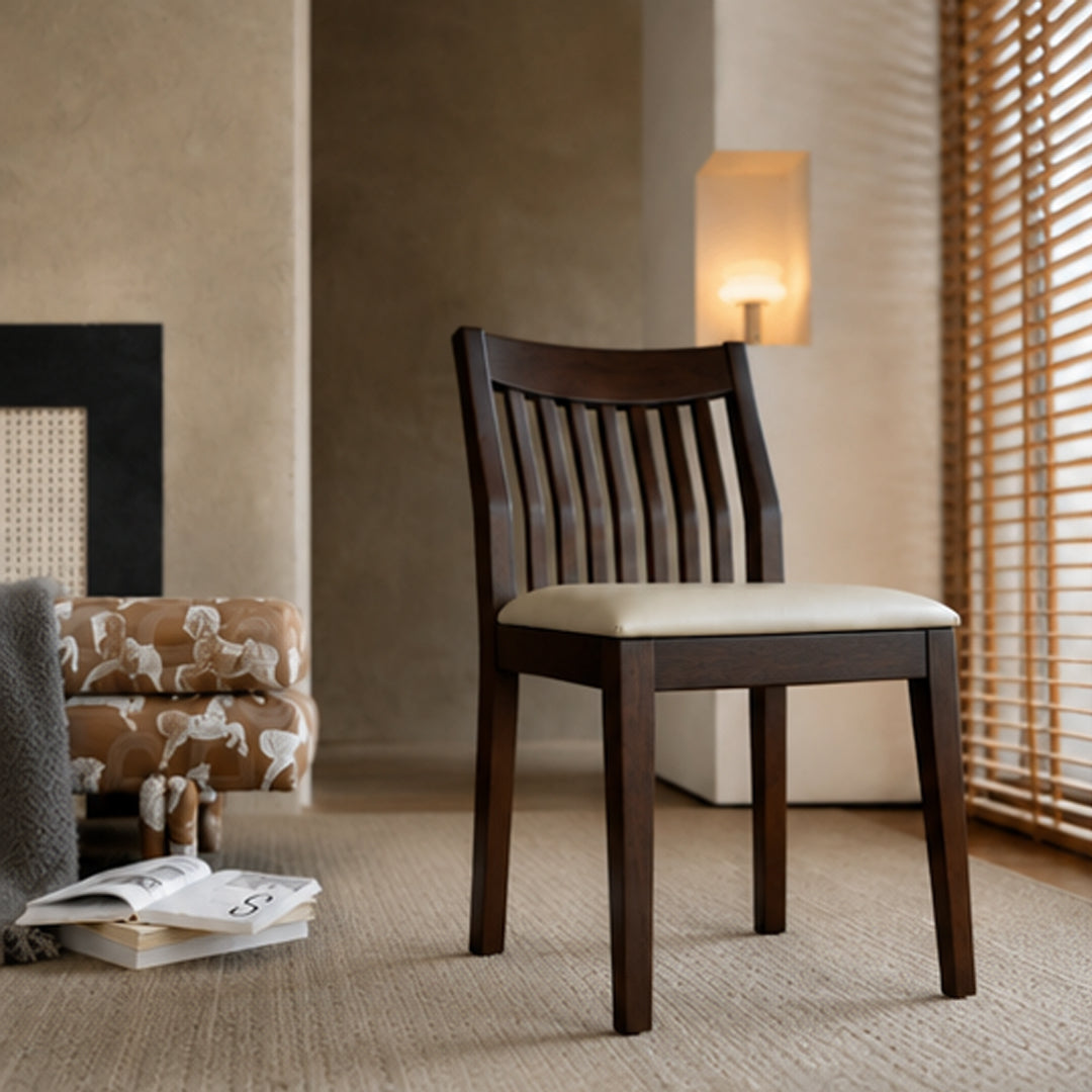 Haven Walnut Frame Cream Upholstered Dining Chair,Wood