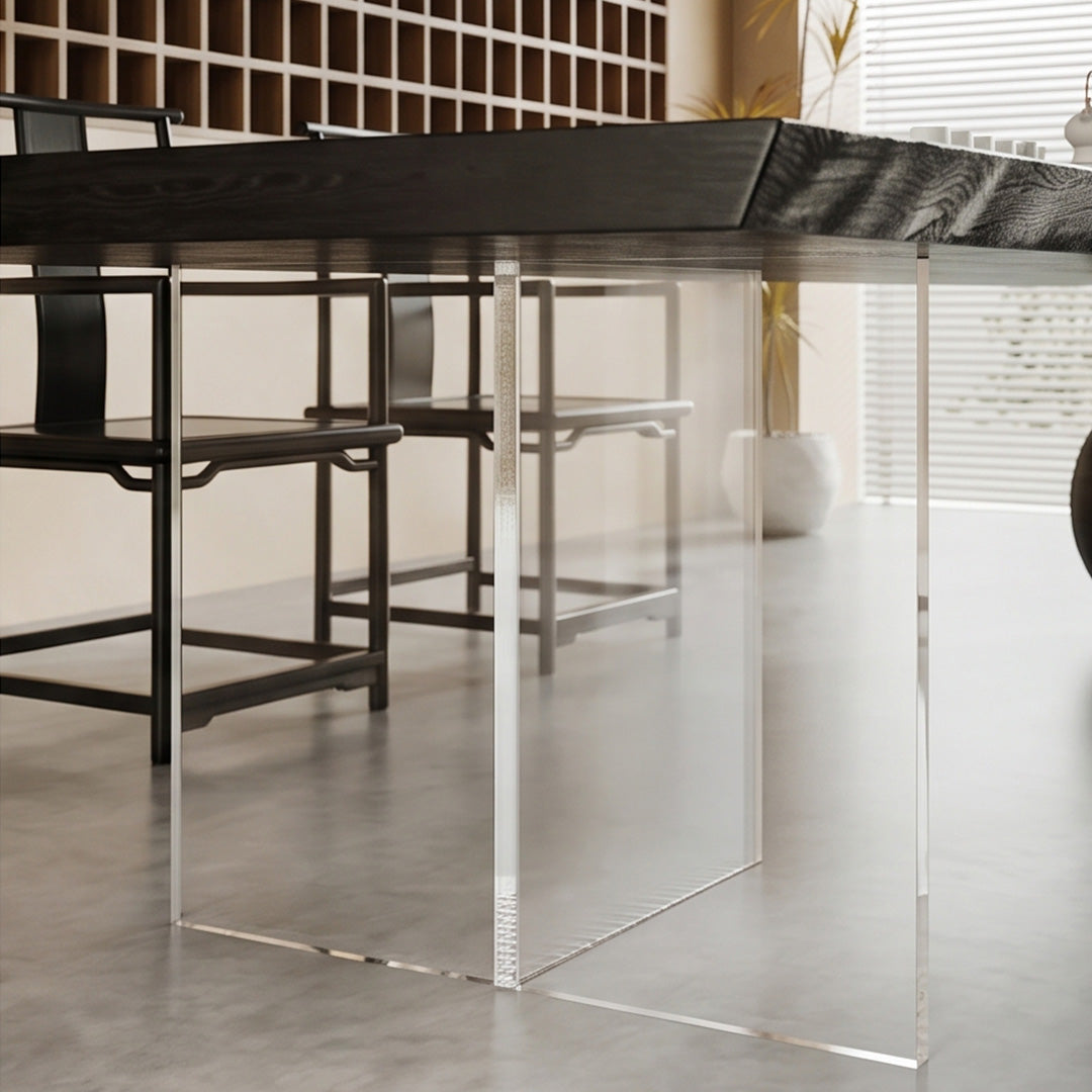 Lance Black Solid Wood Dining Table With Sculptural Bases