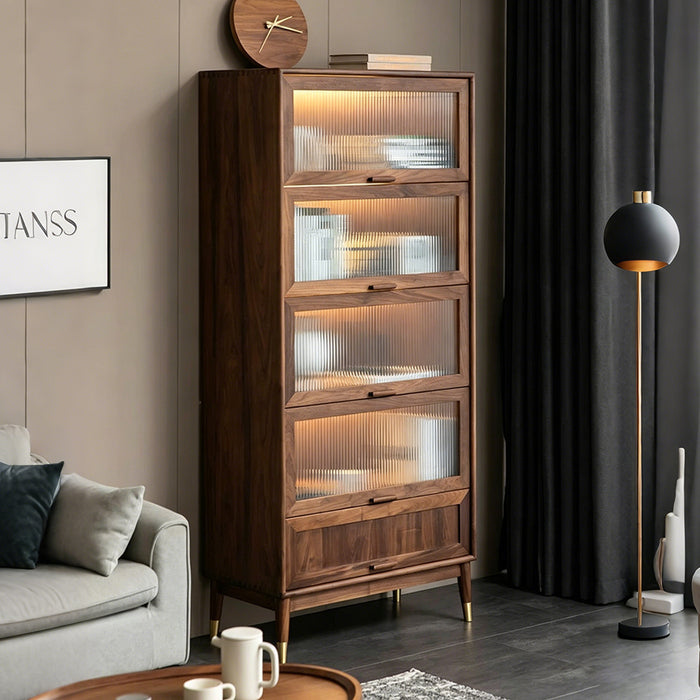 Benjamin Walnut Glass-front Display Cabinet