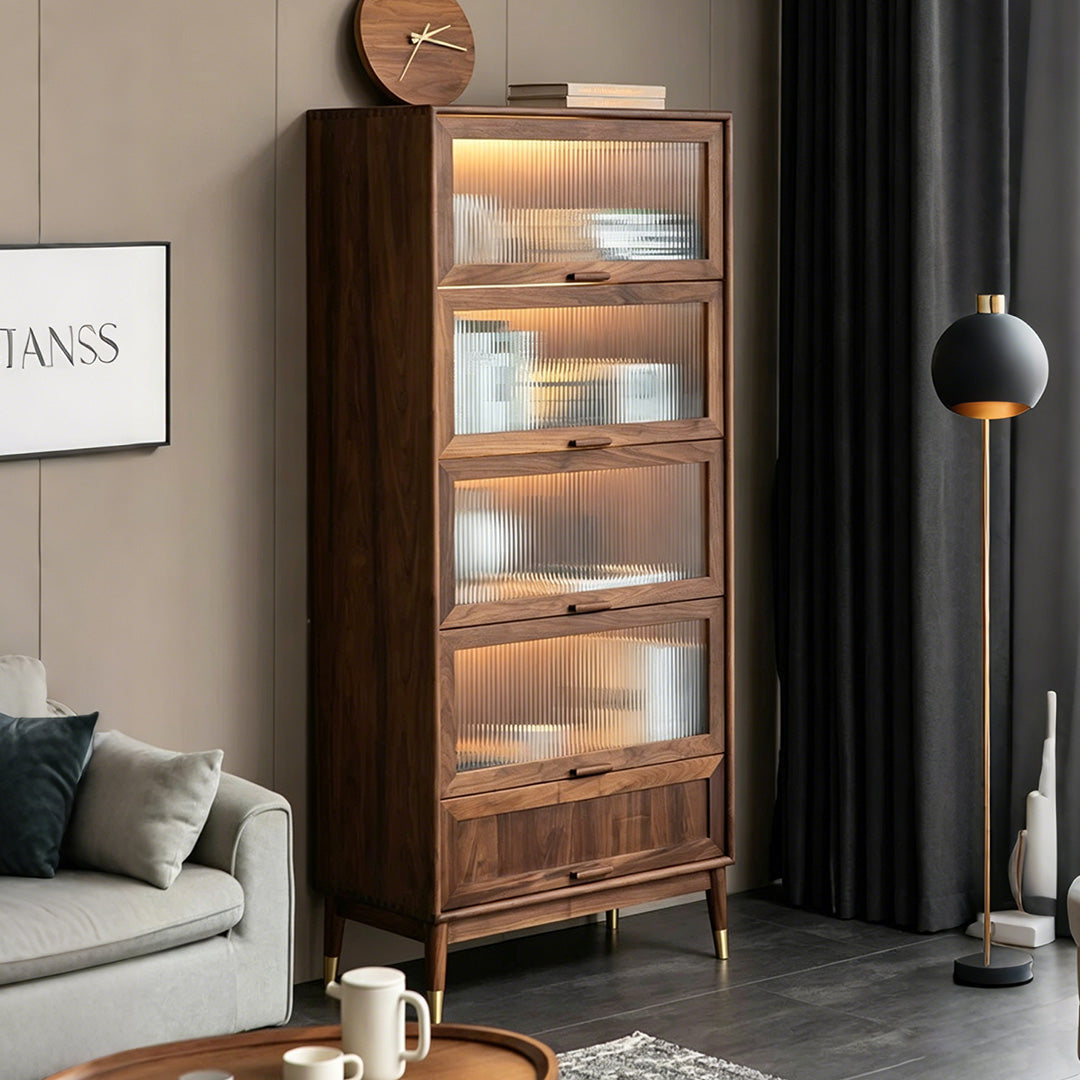 Benjamin Walnut Glass-front Display Cabinet