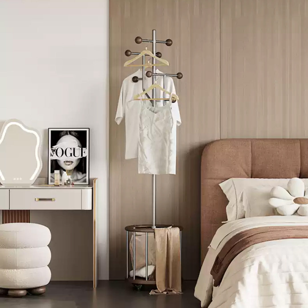 Fulbourn Brown And Metal Freestanding Coat Rack
