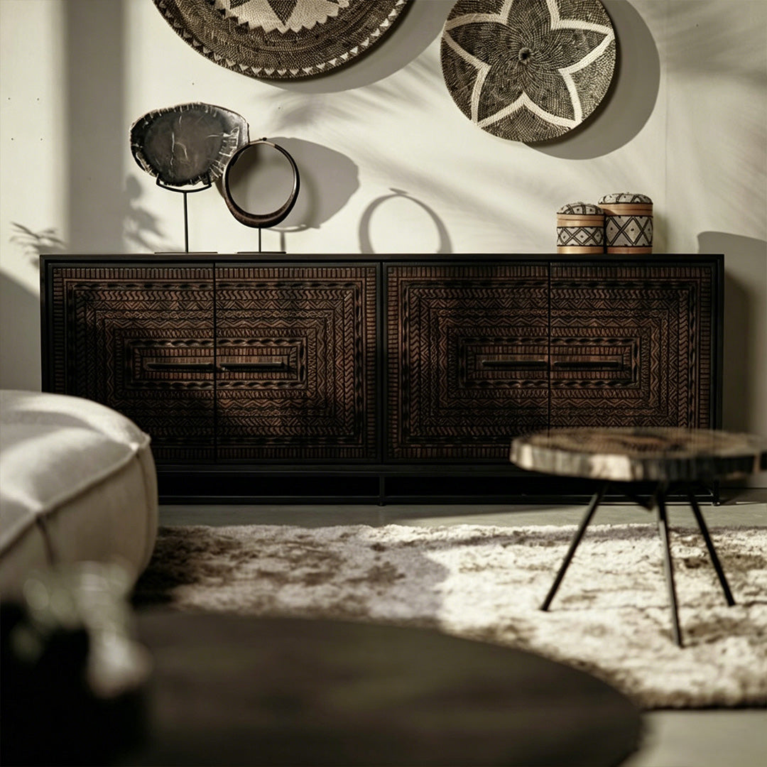Marcus Black Carved Wood Sideboard