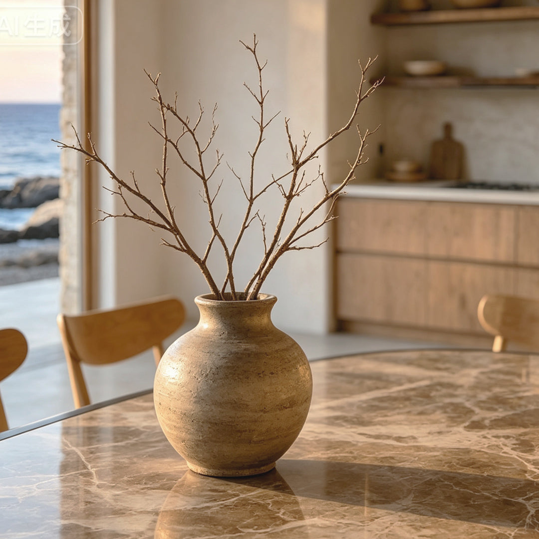 Brune Brown Marble Top Dining Table