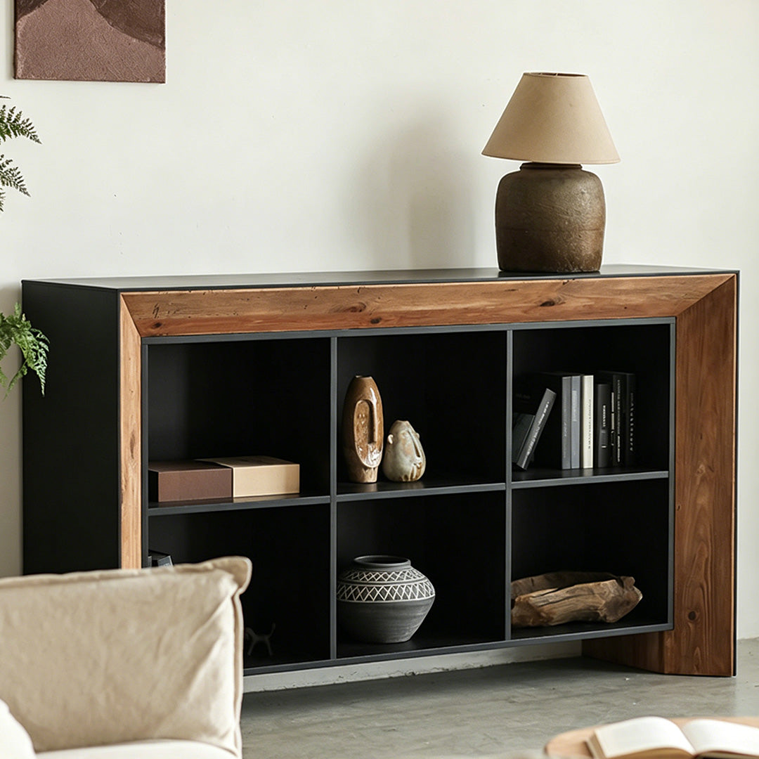 Nathan Black And Natural Wood Open Storage Sideboard