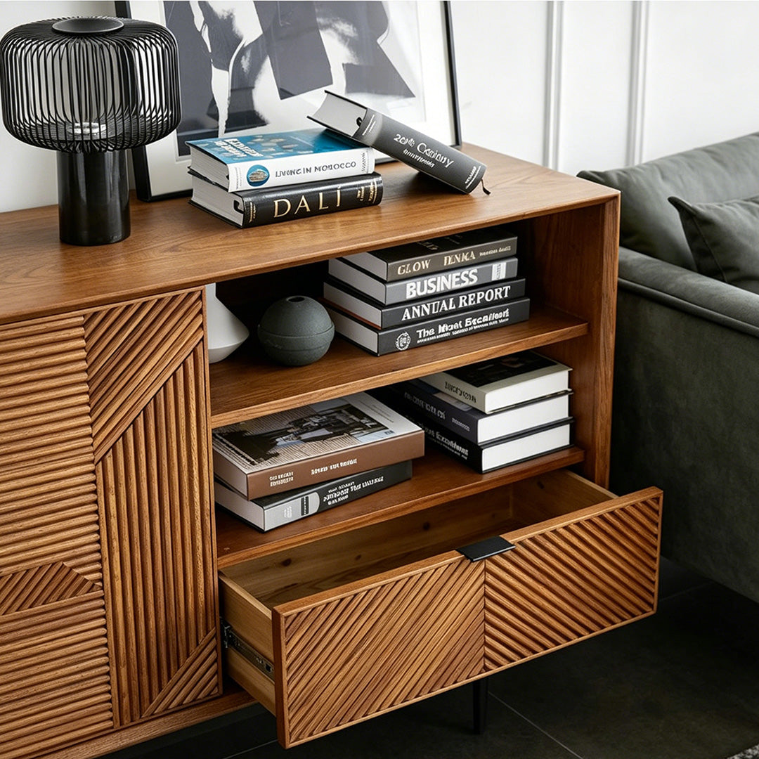 Piers Black Textured Wood Sideboard