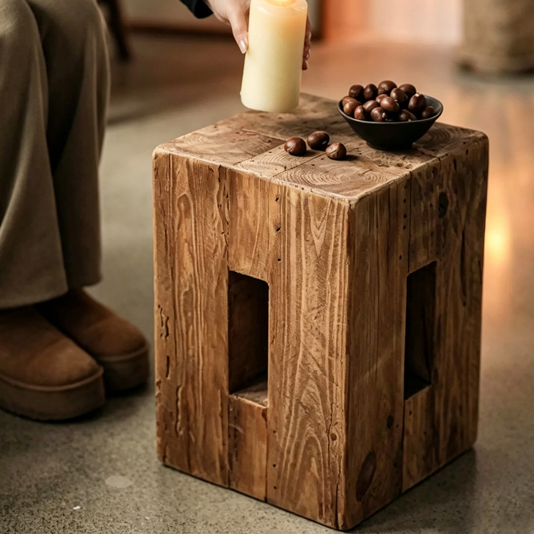 Grover Natural Wood Cube Side Table