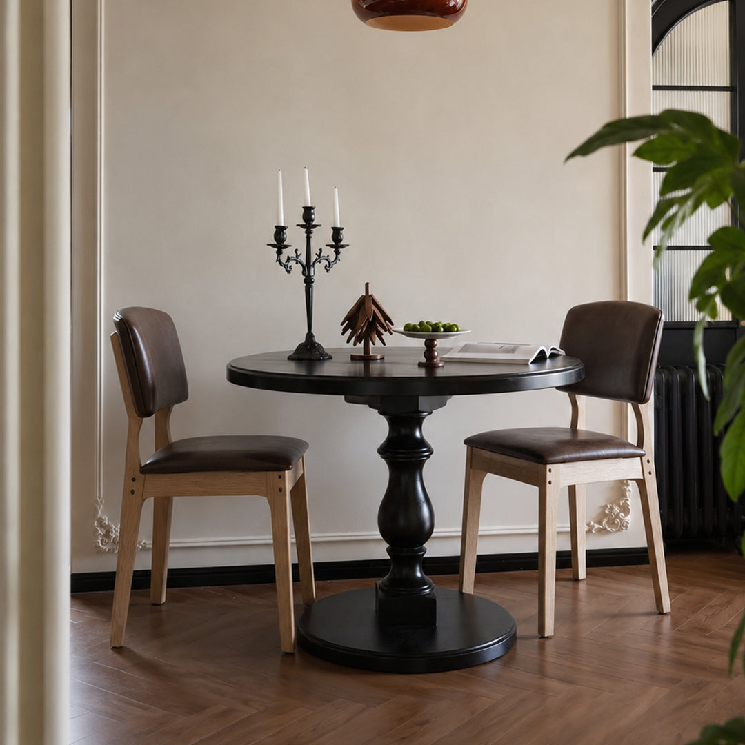Benton Oak Frame Brown Faux Leather Dining Chair,Wood