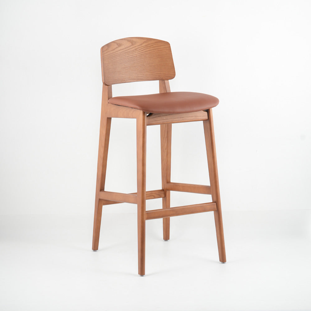 Ergonomic Solid Wood Bar Stool, Comfortable Bar Chair For Kitchen, Cafe And Entertainment Area