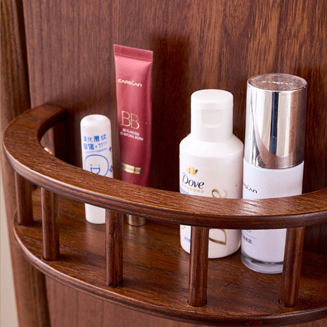 Damien Walnut Finish Standing Mirror & Coat Rack